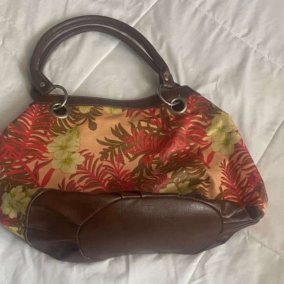 Bueno Floral Red and Brown Shoulder Bag - Picture 1 of 6